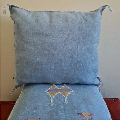 Set of 2 Soft Grey Sabra Silk Pillows – Subtle Moroccan Cushions with Pastel Patterns