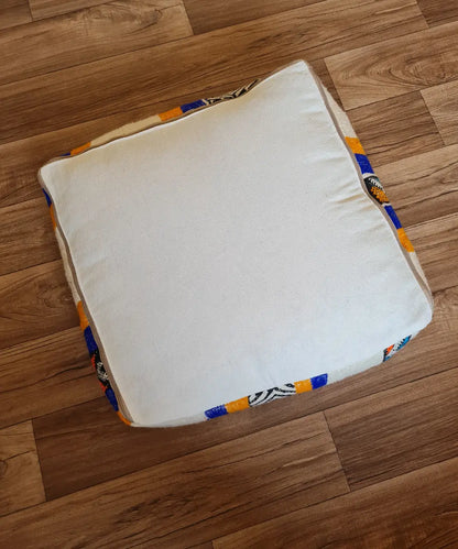 Handmade Moroccan Kilim Rug Pouf – One-of-a-Kind Vintage Berber Ottoman