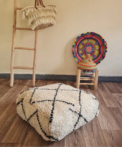 Handmade Moroccan Beni Ourain Pouf