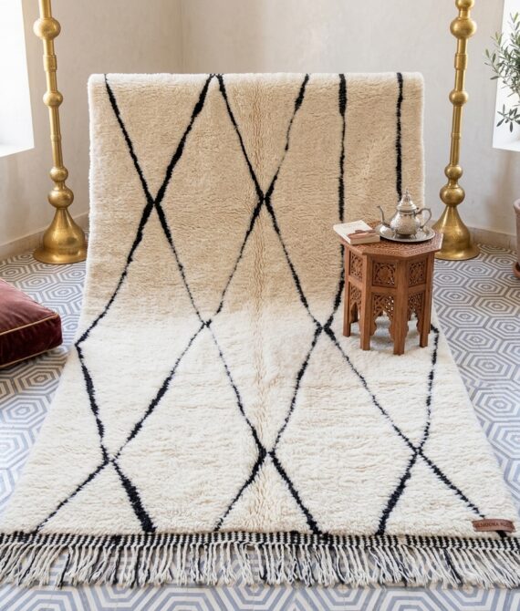 Inasa Beni Ourain Black and White Wool Rug