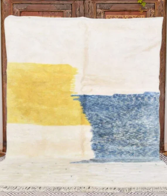 Premium Blue & Yellow Berber Rug | Authentic Moroccan Design
