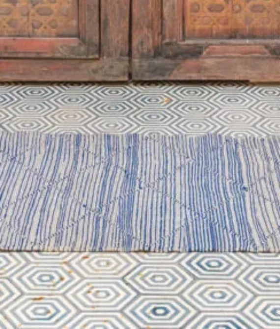 Marossa Blue and Beige Rug | Stylish & Durable Beni Ourain Wool Area Rug
